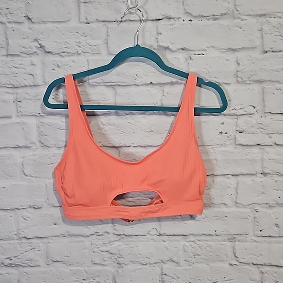 Time and Tru Other - Cutout coral ribbed swimsuit top